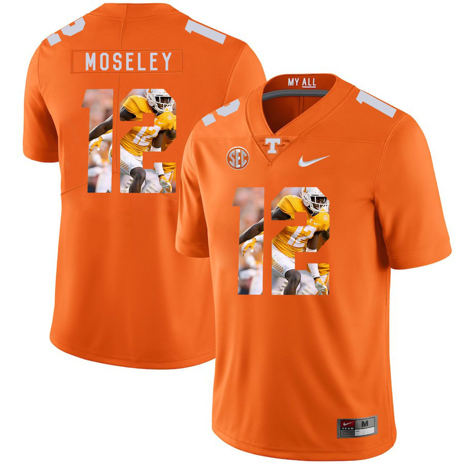 Men Tennessee Volunteers #12 Moseley Orange Fashion Edition Customized NCAA Jerseys->customized ncaa jersey->Custom Jersey